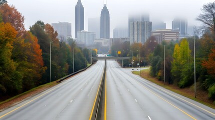 Empty express lane on highway during off-peak hours, symbolizing efficiency and opportunity in a calm, uncluttered environment.