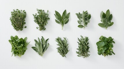 Naklejka premium Fresh Herbs Collection for Culinary Use and Decoration