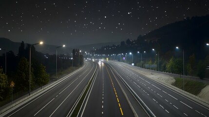 Obraz premium Empty express lane on highway during off-peak hours, symbolizing efficiency and opportunity in a calm, uncluttered environment.
