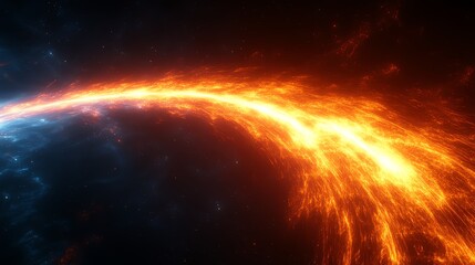 Fototapeta premium Vibrant cosmic trail showcasing fiery energy flowing through the universe.