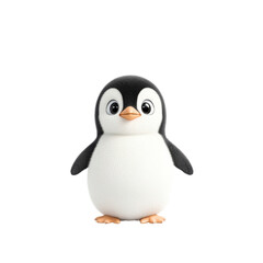 Obraz premium Cute and playful cartoon penguin character standing upright with big eyes, soft feathers, and an adorable expression, ideal for children's illustrations and educational materials.