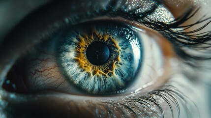 Close-Up of a Stunning Human Eye with Intricate Patterns and Vivid Colors Capturing the Beauty and Complexity of Natural Vision in High Detail