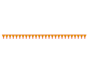 Fototapeta premium Vector illustration of a traditional triangle-shaped temple border in red and yellow. Often used in Hindu festivals, religious banners, pooja decor, and invitation designs.
