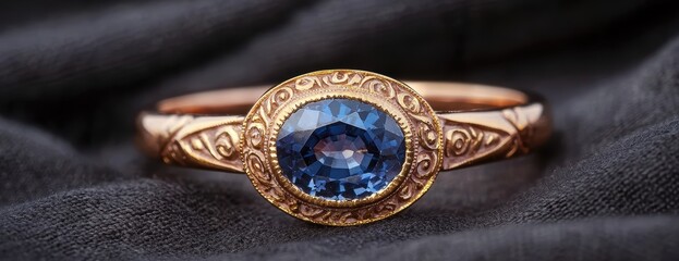 Elegant gold and blue gemstone ring