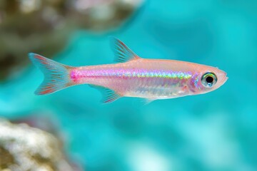 Fototapeta premium Vibrant tropical fish swimming in blue water