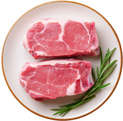 Fototapeta premium plate of raw pork for cooking 