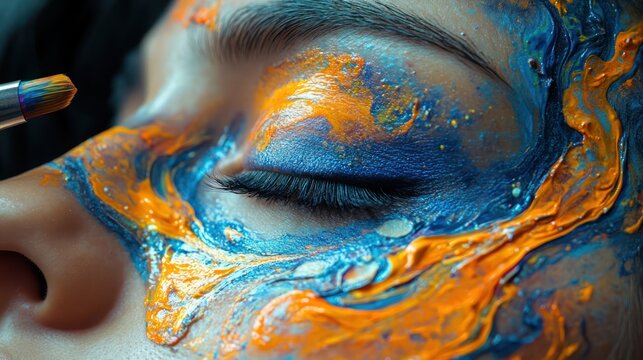 Detailed image of a person creating art with vibrant colors, representing emotional expression as a form of healing from mental health issues.