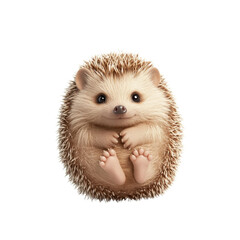 Obraz premium Cute and Adorable Hedgehog with Soft Fur and Big Eyes Sitting Cuddly on White Background, Perfect for Nature and Animal Themes in Creative Projects