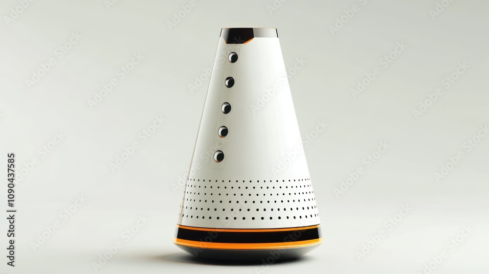 Aufkleber a modern, cone-shaped speaker with a sleek design and control buttons.