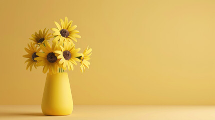Yellow Sunflower Bouquet in a Yellow Vase