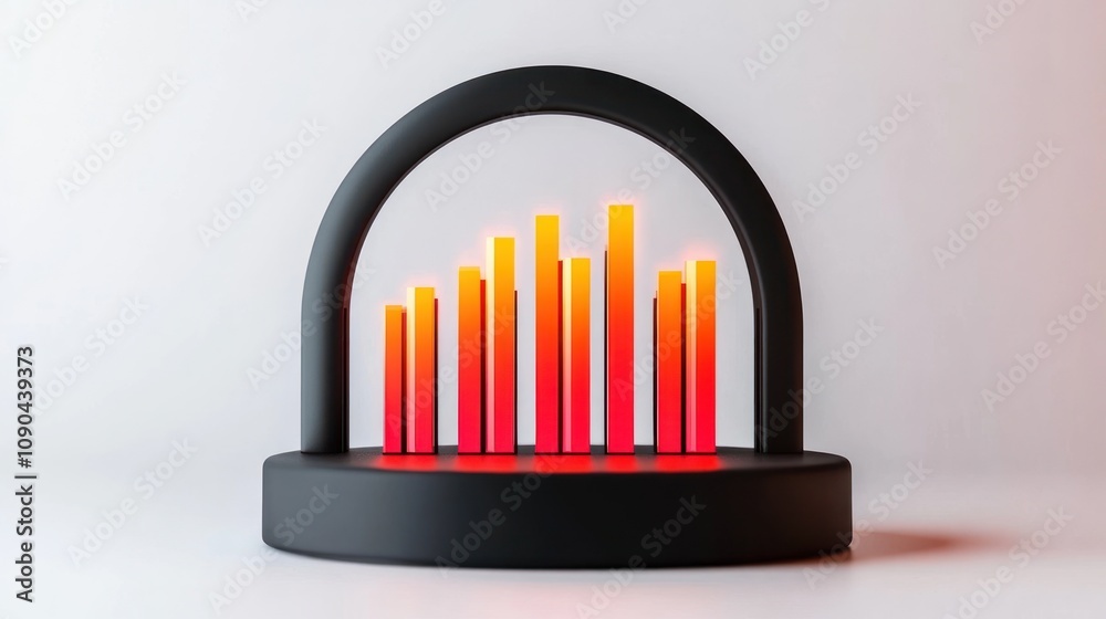 Aufkleber a modern audio visualizer with glowing bars in red and orange hues on a black base.