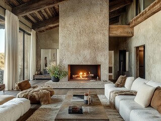 Rustic Living Room with Fireplace and Cozy Seating