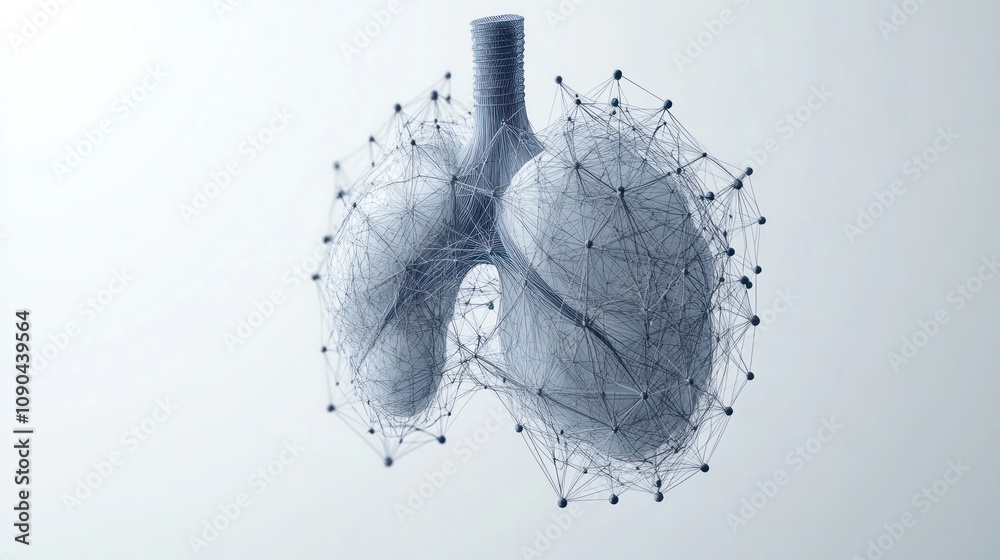 Aufkleber A digital representation of lungs created with a network of lines and nodes.