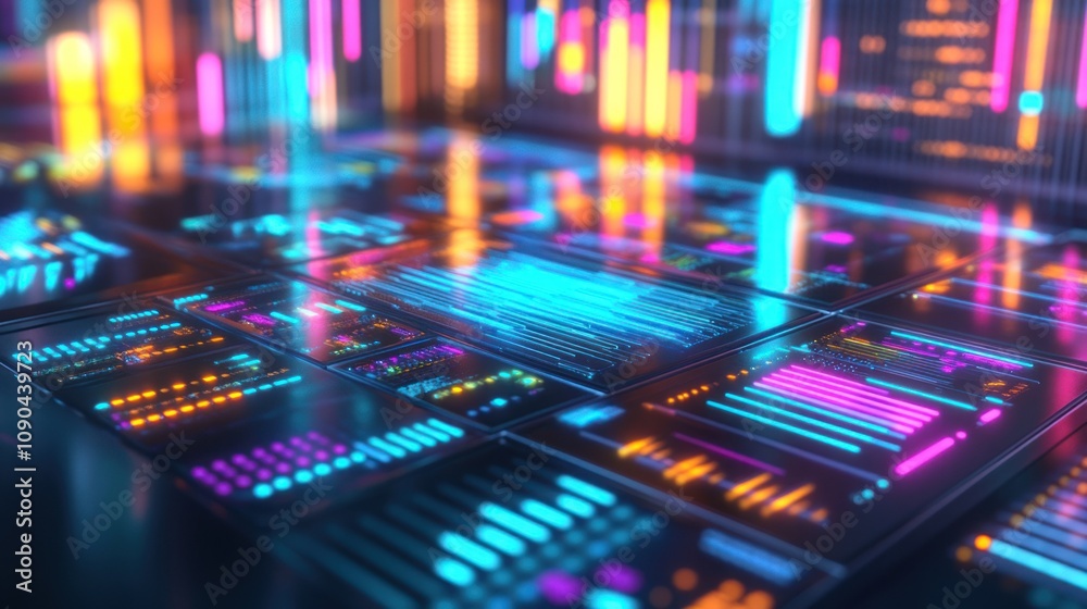 Aufkleber A vibrant digital interface showcasing data visualization and analysis.