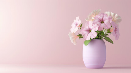Pink Flowers in a Vase on a Pink Background