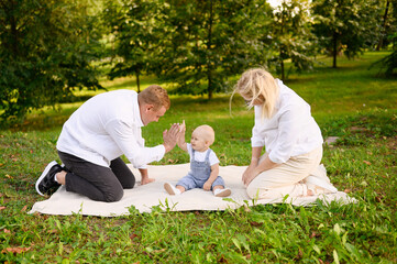 Child plays game with dad giving 