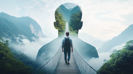 The Journey Within: A man walks towards a vibrant future, symbolizing personal growth, self-discovery, and the pursuit of dreams, a powerful visual metaphor for inner strength and the path ahead.