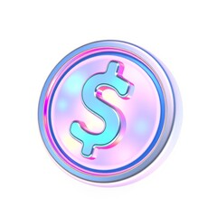 3D Holographic Icon of Financial Planning in Joyful, Color-Shifting Style for Digital Assets, High-Resolution, Copy Space