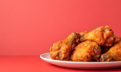 Delicious and appetizing grilled chicken wings and legs on a plate, Generative AI 