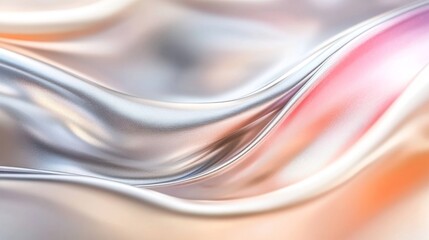 Obraz premium A shiny, silvery fabric with a pinkish hue. Vibrant iridescent colors in blue, hot pink, and purple. Smooth gradients and glowing effects abstract background.