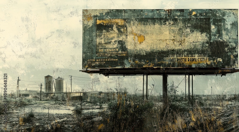 Poster A weathered billboard stands in a desolate landscape, hinting at forgotten advertisements.