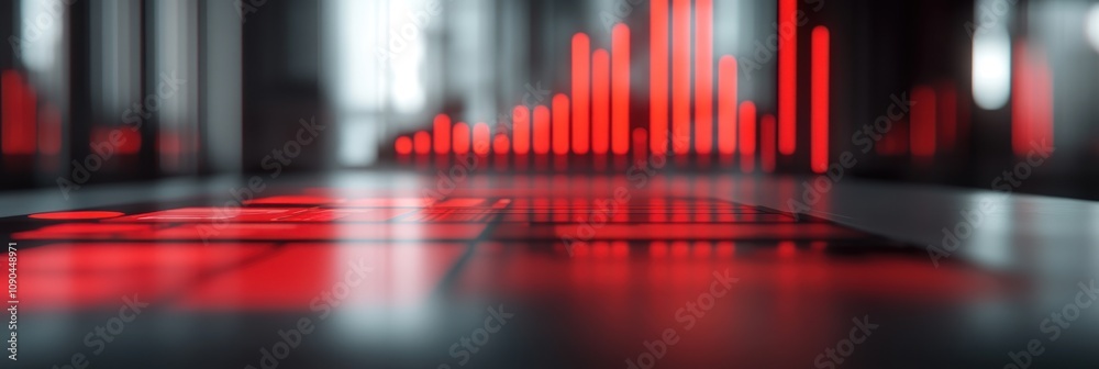 Aufkleber A close-up view of a digital interface with glowing red elements and sound wave patterns.