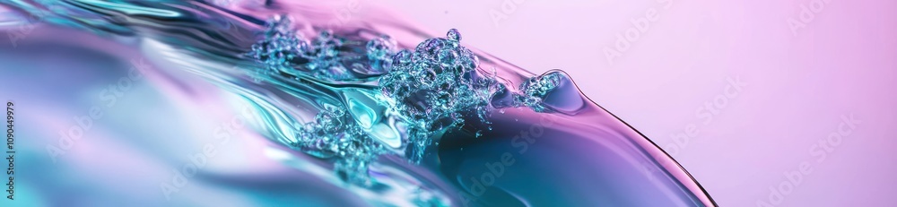 Poster Abstract depiction of flowing water with bubbles against a gradient background.