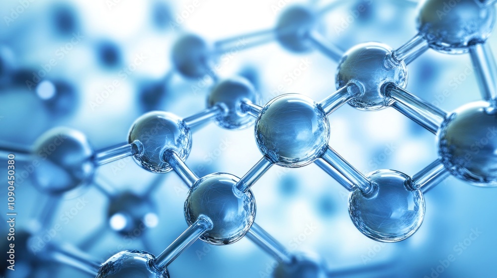Poster Close-up of molecular structure showcasing interconnected atoms in a scientific context.