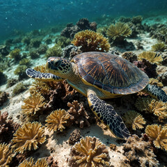 Obraz premium turtles and coral reefs