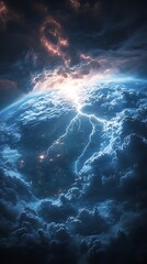 Breathtaking Thunderstorm Scene Capturing Whirlwind Cloud And Night Glow Illustration