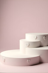 pastel light white beige pink podium platform with decor for product. wedding, birthday, st valentine's day, christmas holidays, scene for cosmetic products. for sale