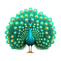 Colorful and Vibrant Cartoon Peacock Displaying Its Feathers in a Unique and Eye-Catching Pose for Illustrative or Decorative Purposes