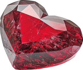 heart shaped of red diamond crystal gems 