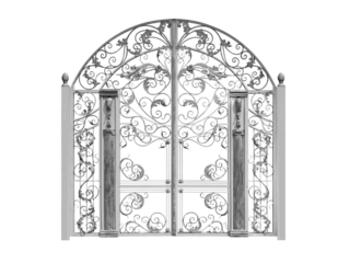 Antique wrought iron gates with decor. B.