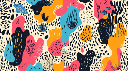 Naklejka premium Vibrant abstract seamless pattern with colorful shapes