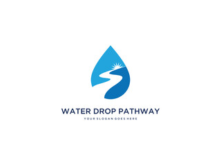 water drop pathway logo image vector template
