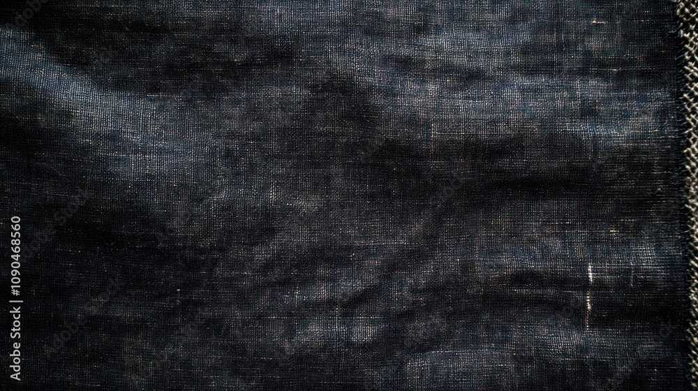 Poster a close-up of textured dark fabric, showcasing its weave and subtle imperfections.