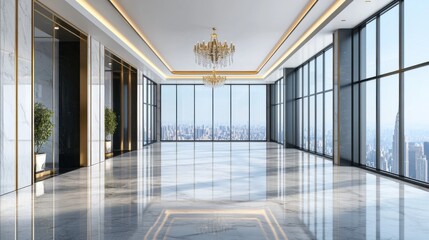 Obraz premium Luxury empty office interior with marble flooring, gold pic