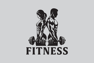 Obraz premium Silhouettes Women and Men in Fitness vector