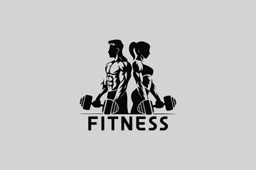 Silhouettes Women and Men in Fitness vector