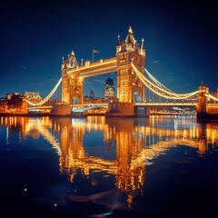 Obraz premium Night View of Tower Bridge and River Thames in London, UK