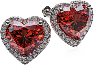 heart shaped red diamond earrings 