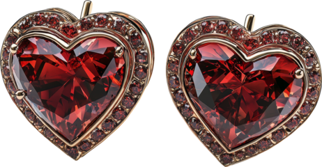 heart shaped red diamond earrings 