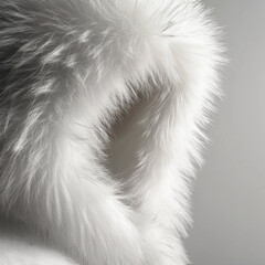 Obraz premium White faux fur hood detail against light gray background