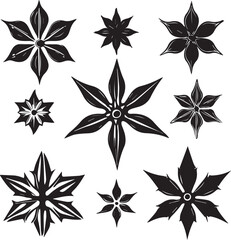 Fototapeta premium Black and White Anise Silhouette Vector Illustrations