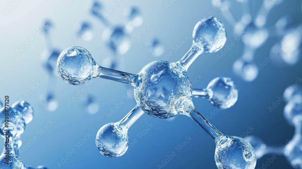 Poster a close-up view of molecular structures, illustrating scientific concepts.