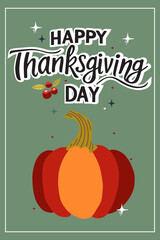 Thanksgiving Day vector greeting card. Hand drawn illustration.