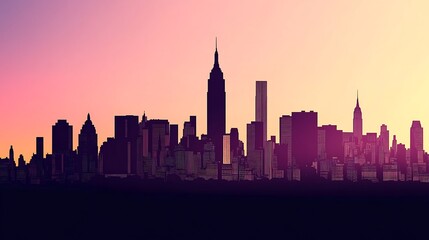 Fototapeta premium Stunning perspective of new york city skyline in silhouette image