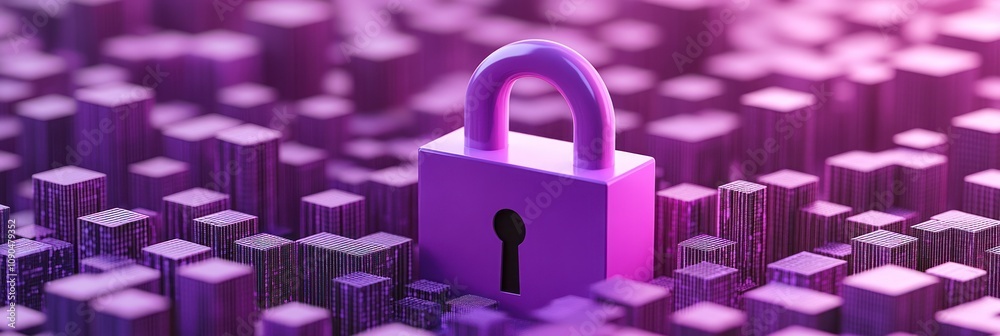 Poster A digital padlock on a textured background symbolizes security and protection.