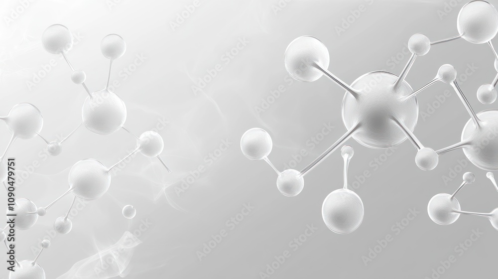 Poster abstract representation of molecules in a scientific context.